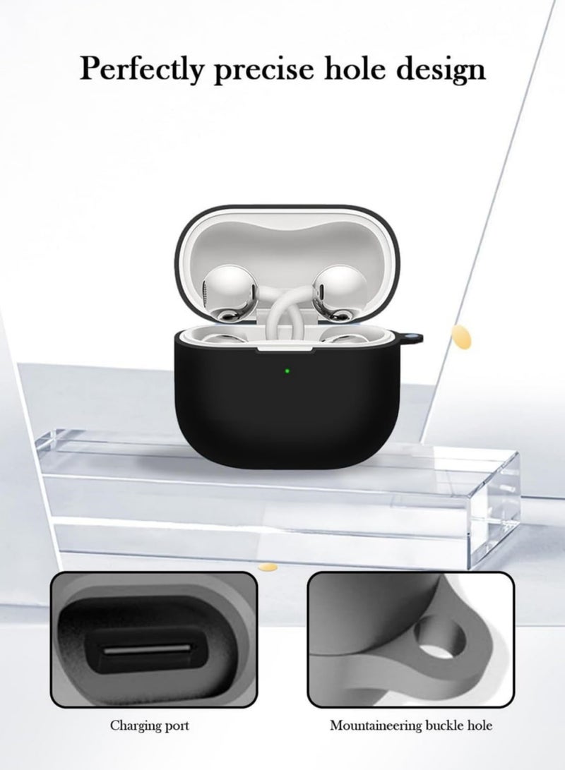 Adando for Huawei FreeClip 2 Case, Soft Silicone Protective Case for Women Men, Huawei FreeClip 2 Cases Cover Accessories with Keychain (Black) - Image 4